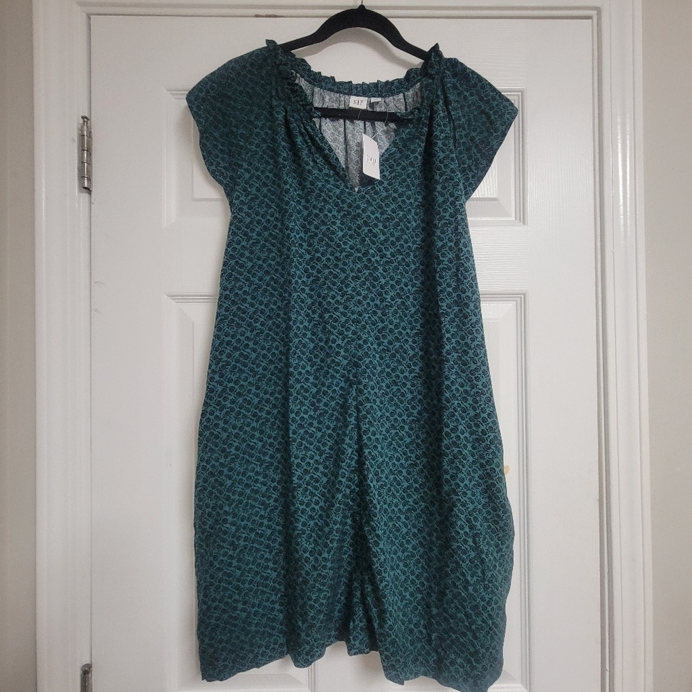 GAP Teal Patterned Midi Dress
